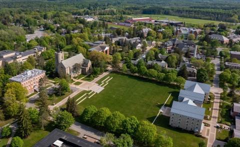 An aerial view of the St. Lawrence University campus